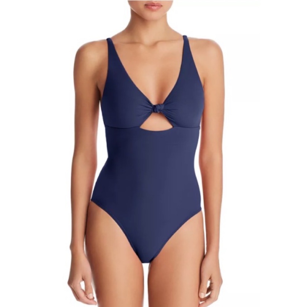 Tory Burch NAVY Solid Knotted One-Piece Size M NWOT